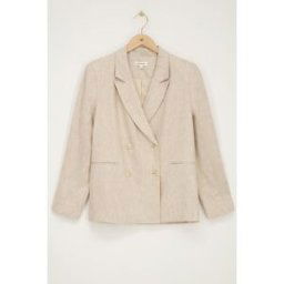Blazer en lin beigeà double boutonnage My Jewellery Beige S femme