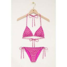 Bikini triangle fleuri rose et orangeà perles My Jewellery Blanc/Rouge/Rose/Vert foncé M femme