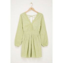 Robe verte avec col en V My Jewellery Vert olive/Vert M femme