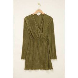 Robe portefeuille plissée verte My Jewellery Vert/Vert foncé M femme