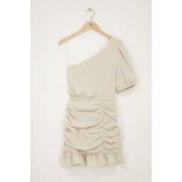 Robeà une épaule en lin beige My Jewellery Beige S femme