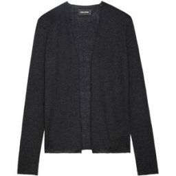 Zadig&Voltaire Cardigan Daffy Wings 100% Cachemire Kaki Slate - Taille L - Femme