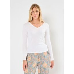 T-Shirt Iconique ML Col V Point Cocotte - Femme par Petit Bateau Blanc XXS Accessoires