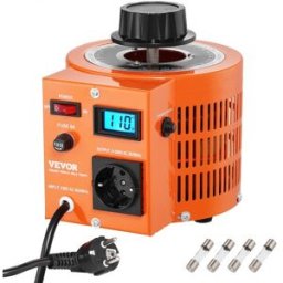 VEVOR Transformateur de tension variable auto 2000 VA, 6,6 A, entrée 230 V, sortie 0-300 V, régulateur de tension AC LCD 4 fusibles, interrupteur de commande thermique pour maison, bureau industriel
