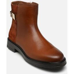 TH LOGO LEATHER MIX CHELSEA par Tommy Hilfiger Marron 37 Femme