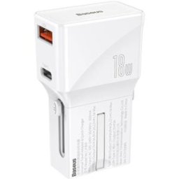 Baseus 18W CU Adapter Conversion Charger International Plug White