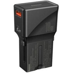 Baseus 18W CU Adapter Conversion Charger International Plug Black