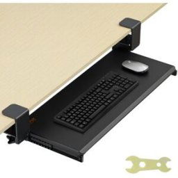 VEVOR Support Clavier 68x28 cm Plateau pour Clavier et Souris Coulissant sous Bureau Charge Max 5 kg Tablette Coulissante Clavier Fixation Facile avec Pinces en C Sans Perçage pour PC Bureau Domicile