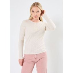 Tee Shirt ML Iconique Col Tunisien par Petit Bateau Beige M Accessoires