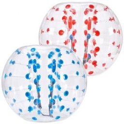VEVOR Bulle Gonflable de 1,5 m 2PCs Pois Bleu et Rouge, Balle Pare Chocs à Bulles en PVC pour Hamster Humain 0,8 mm d'Épaisseur pour Adolescents et Adultes Jeux d'Équipe en Plein Air Jouets Pare-chocs