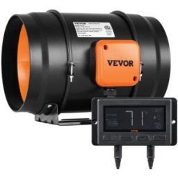 VEVOR Ventilateur d'Extraction 200 mm Extracteur d'Air Conduit 1371 m³/h 68 W Régulateur Température Humidité Silencieux Moteur Électrique pour Refroidissement Tentes Croissance Cultures Hydroponiques