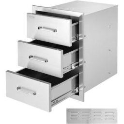 VEVOR Tiroirs de Cuisine d'Extérieur 40 x 45 x 55 cm, Tiroirs de Barbecue à Triple Accès avec Poignée en Acier Inoxydable, Tiroirs de l'Îlot BBQ pour Cuisines d'Extérieur, Station de Gril de Patio