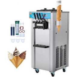 VEVOR Machine à Crème Glacée Commerciale 21-31 L/h 1500 W 3 Saveurs, Machine à Glace Italienne Trémie 2x5,5 L, Autoportant, Pré-Réfrigération, Nettoyage Automatique, pour Yaourt Café Snack-Bar
