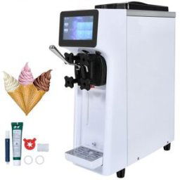 VEVOR Machine à Crème Glacée Commerciale 10 L/h 900 W 1 Saveur, Machine à Glace Italienne Trémie en Inox de 4 L, Pré-Réfrigération Automatique à Écran Tactile, pour Sundae Yaourt Café Snack-Bar