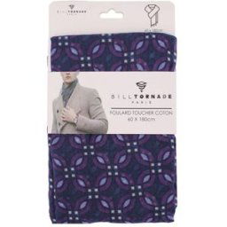 Foulard toucher coton à motif violet 60x180 cm Homme BILL TORNADE