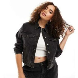 Asos Curve ASOS DESIGN Curve - Veste en jean style western - Noir dÃ©lavÃ© Noir 3XL female