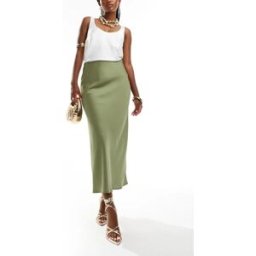Vila - Jupe longue en satin - Vert huilÃ© Vert 38 female