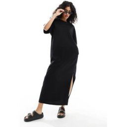 ASOS DESIGN - Robe t-shirt longueur mollet oversize - Noir Noir 32 female