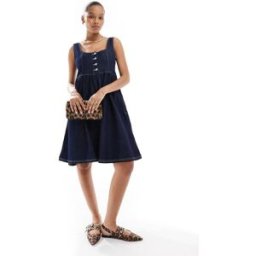 ASOS DESIGN - Robe structurÃ©e en denim - Indigo-Bleu Bleu XS female
