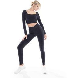 Miss Selfridge - Legging cÃ´telÃ© d'ensemble sans couture avec devant en V - Anthracite dÃ©lavÃ©-Gris Gris L female