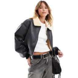 ASOS DESIGN - Veste aviateur courte - Noir Noir L female