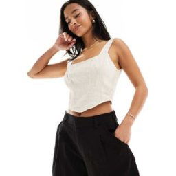Asos Petite ASOS DESIGN Petite - Short dad en lin - Noir Noir 30 female
