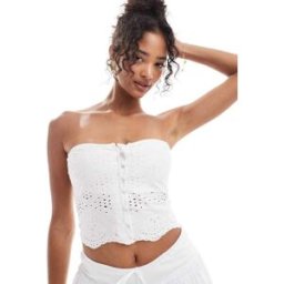ASOS DESIGN - Top bustier en broderie anglaise - Blanc Blanc 46 female
