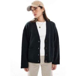 ASOS DESIGN - Gilet coupe carrÃ©e avec col V et poches - Noir-Gris Gris XS female