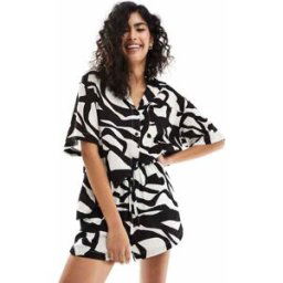 ASOS DESIGN - Short casual en gaze - ImprimÃ©-Multicolore Multicolore 32 female