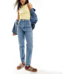 Levi's - Jean mom taille haute coupe workwear - Bleu moyen Bleu W26 L27 female