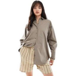 ASOS DESIGN - Chemise oversize - Kaki-Vert Vert 32 female
