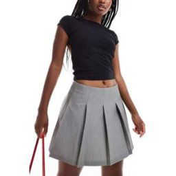 ASOS DESIGN - Mini-jupe plissÃ©e coupe ajustÃ©e - Gris Gris 32 female
