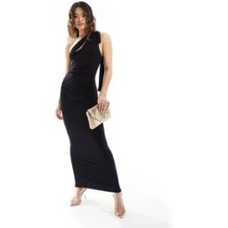 ASOS DESIGN - Robe asymÃ©trique mi-longue Ã dÃ©coupe avec longs rubans nouÃ©s - Noir Noir 42 female