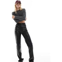 ASOS DESIGN Tall - Pantalon droit en similicuir - Noir Noir 46 female