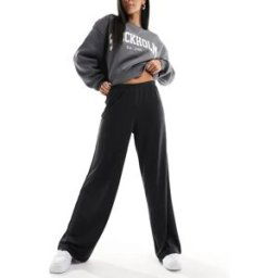 Monki - Pantalon dÃ©contractÃ© droit doux au toucher - Noir Noir M female