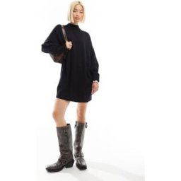 Monki - Robe courte oversize en maille - Noir Noir M female