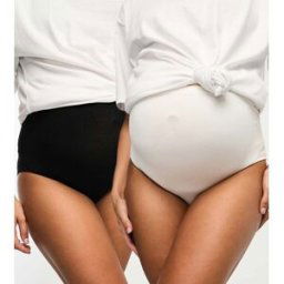 Mama.licious Mamalicious - Lot de 2 culottes de grossesse gainantes Ã taille haute - Blanc et noir-Multicolore Multicolore S-M female