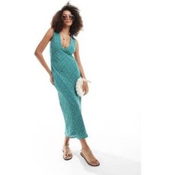 Abercrombie & Fitch - Robe mi-longue Ã fleurs avec col V - Vert Vert XS female