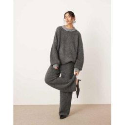 ASOS EDITION - Pantalon ample d'ensemble en maille bouclÃ©e - Anthracite-Gris Gris M female