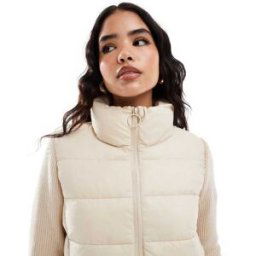 Stradivarius - Doudoune avec manches en maille - Beige-Neutral Neutral M female