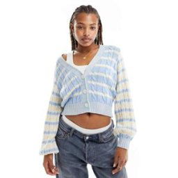 ASOS DESIGN - Gilet rayÃ© en maille torsadÃ©e - Bleu et crÃ¨me Bleu XS female