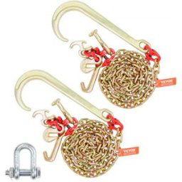 VEVOR 2PCS Chaîne de Remorquage Crochet J Longue G80 8 mm x 180 cm Crochet RTJ