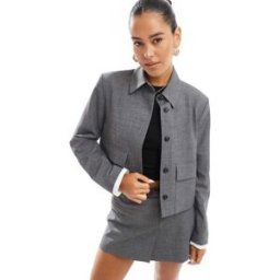 Stradivarius - Veste courte d'ensemble ajustÃ©e - Gris Gris M female
