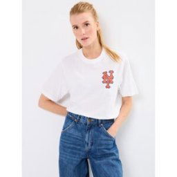 47 TEE MLB NEW YORK METS BACKER ECHO WHITE WASH -Unisexe W par 47 BRAND Blanc XS Accessoires