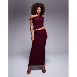 ASOS DESIGN - Jupe d'ensemble longue et prÃ¨s du corps - Bordeaux-Rouge Rouge M female