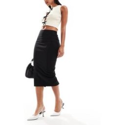 ASOS DESIGN - Jupe mi-longue ajustÃ©e en bengaline - Noir Noir 32 female
