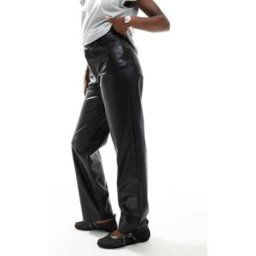 ASOS DESIGN - Pantalon droit en similicuir - Noir Noir 32 female