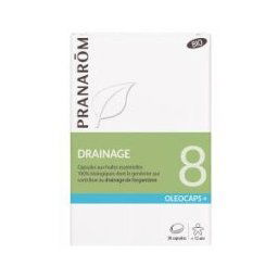 Pranarôm Oléocaps+ 8 Capsules d'Huiles Essentielles Bio Drainage 30 Capsules - Boîte 30 Capsules