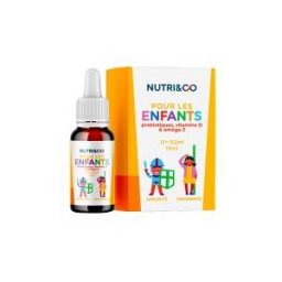 Nutri&Co Probiotiques Enfant Vitamine D & Oméga 3 15 ml - Flacon compte goutte 15 ml