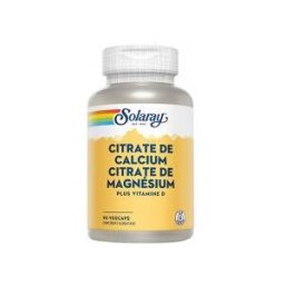 Solaray Calcium - Magnésium - Vitamine D - 90 Caps. Vég. - Boîte 90 Capsules Végétales
